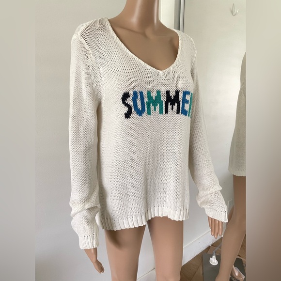 Wooden Ships SUMMER Oversized Slouchy Sweater Cream Size S/M - Picture 3 of 6